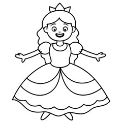 Princess Coloring Page for kids, Kids Drawing, Princess with different Pose