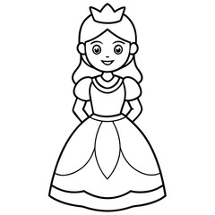 Princess Coloring Page for kids, Kids Drawing, Princess with different Pose