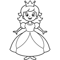 Princess Coloring Page for kids, Kids Drawing, Princess with different Pose