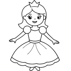 Princess Coloring Page for kids, Kids Drawing, Princess with different Pose