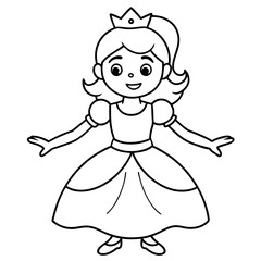 Princess Coloring Page for kids, Kids Drawing, Princess with different Pose