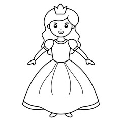 Fototapeta premium Princess Coloring Page for kids, Kids Drawing, Princess with different Pose