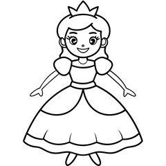 Princess Coloring Page for kids, Kids Drawing, Princess with different Pose