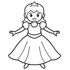 Princess Coloring Page for kids, Kids Drawing, Princess with different Pose