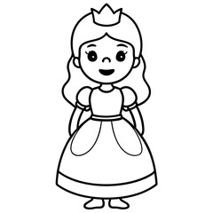 Princess Coloring Page for kids, Kids Drawing, Princess with different Pose