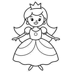 Princess Coloring Page for kids, Kids Drawing, Princess with different Pose