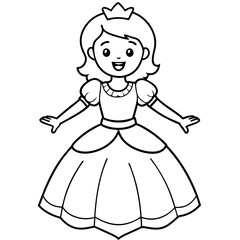 Princess Coloring Page for kids, Kids Drawing, Princess with different Pose