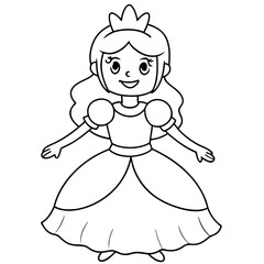 Princess Coloring Page for kids, Kids Drawing, Princess with different Pose