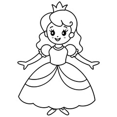 Princess Coloring Page for kids, Kids Drawing, Princess with different Pose