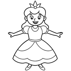 Princess Coloring Page for kids, Kids Drawing, Princess with different Pose