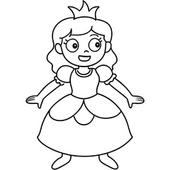 Princess Coloring Page for kids, Kids Drawing, Princess with different Pose