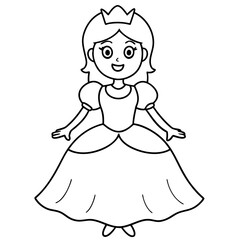 Princess Coloring Page for kids, Kids Drawing, Princess with different Pose