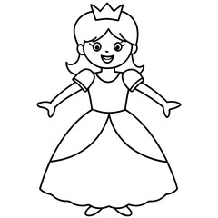 Princess Coloring Page for kids, Kids Drawing, Princess with different Pose