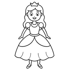 Princess Coloring Page for kids, Kids Drawing, Princess with different Pose
