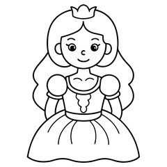 Princess Coloring Page for kids, Kids Drawing, Princess with different Pose