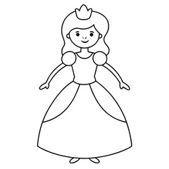 Princess Coloring Page for kids, Kids Drawing, Princess with different Pose
