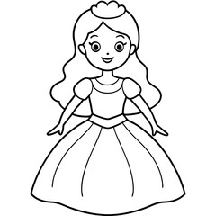 Princess Coloring Page for kids, Kids Drawing, Princess with different Pose