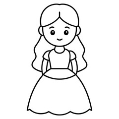 Princess Coloring Page for kids, Kids Drawing, Princess with different Pose