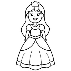 Princess Coloring Page for kids, Kids Drawing, Princess with different Pose