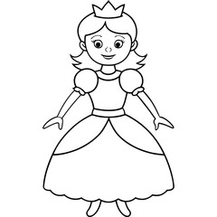 Princess Coloring Page for kids, Kids Drawing, Princess with different Pose
