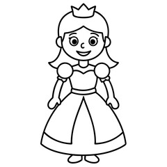 Princess Coloring Page for kids, Kids Drawing, Princess with different Pose