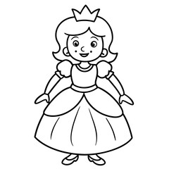 Princess Coloring Page for kids, Kids Drawing, Princess with different Pose