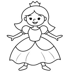 Princess Coloring Page for kids, Kids Drawing, Princess with different Pose