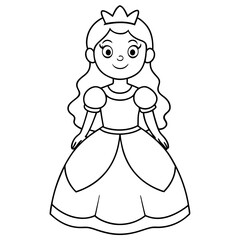 Princess Coloring Page for kids, Kids Drawing, Princess with different Pose