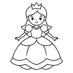 Princess Coloring Page for kids, Kids Drawing, Princess with different Pose