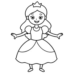 Princess Coloring Page for kids, Kids Drawing, Princess with different Pose