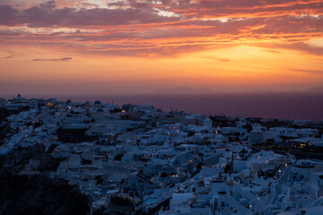 Santorini - Greece - May 17, 2024: Sunset at Oia, Santorini, Cycladic Islands, Greece.