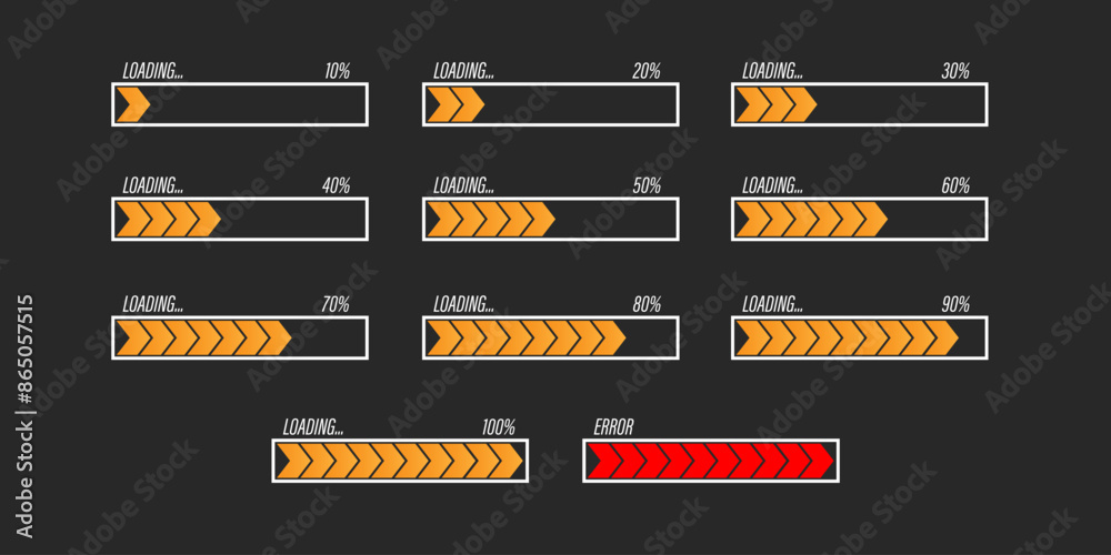 Poster loading bar concept. loading icons set.load bar collection. loading icons on white background.