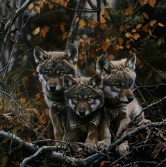 wolf cub in the forest