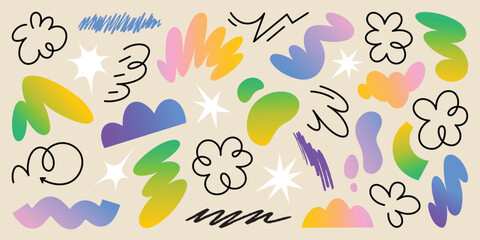 A vibrant vector poster featuring abstract floral shapes, colorful doodles, and groovy patterns. Perfect for retro-inspired decor and creative projects.