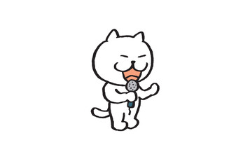 かわいい白猫キャラのカラオケ
