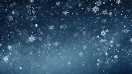 Fototapeta premium Falling Snowflakes on a Blue Background