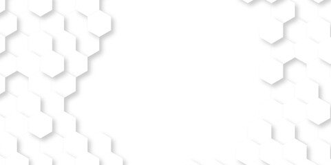 Fototapeta premium Abstract background with hexagons honeycomb technology texture. Hexagonal shape 3d structure light seamless geometric background. Surface polygon pattern with digital hexagon and futuristic business.