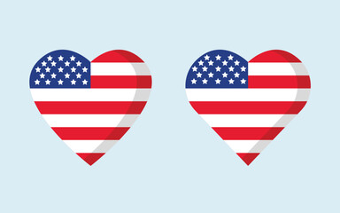 Red and blue Heart Shaped American Flag