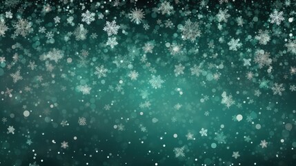 Winter Wonderland:  Snowfall against a Teal Background
