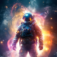 Fototapeta premium astronaut in frot of a nabula