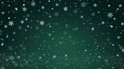 Falling Snowflakes on a Green Background