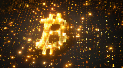 golden bitcoin symbol blockchain technology cryptocurrency concept,bitcoin background.generative ai