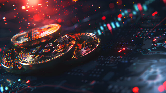 crypto currency with graph on digital screen,trade with dynamic market graphs bitcoin background.generative ai