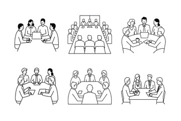 business meetings line art