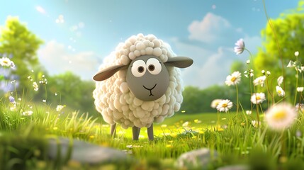 nice cartoon sheep isolated. 