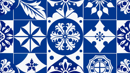 Portuguese ceramic patterns seamless  moroccan mosaic spanish