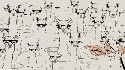 Obraz premium cute lama illustration wallpaper