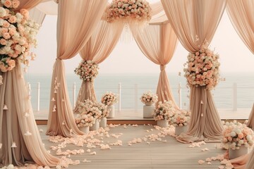 Romantic wedding ceremony on the beach