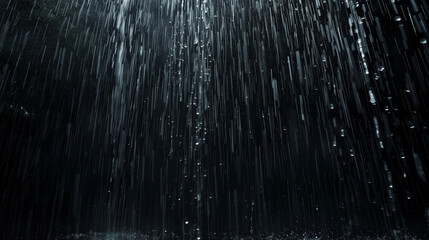The black background on which rain falls is like a scene from another reality - drops falling in a steady rhythm, creating a pulsating symphony of movement and light.