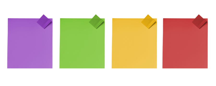 Folded note paper set Mock up an educational model on a transparent background.